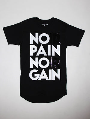 'No Pain No Gain' Long Body Print Tee