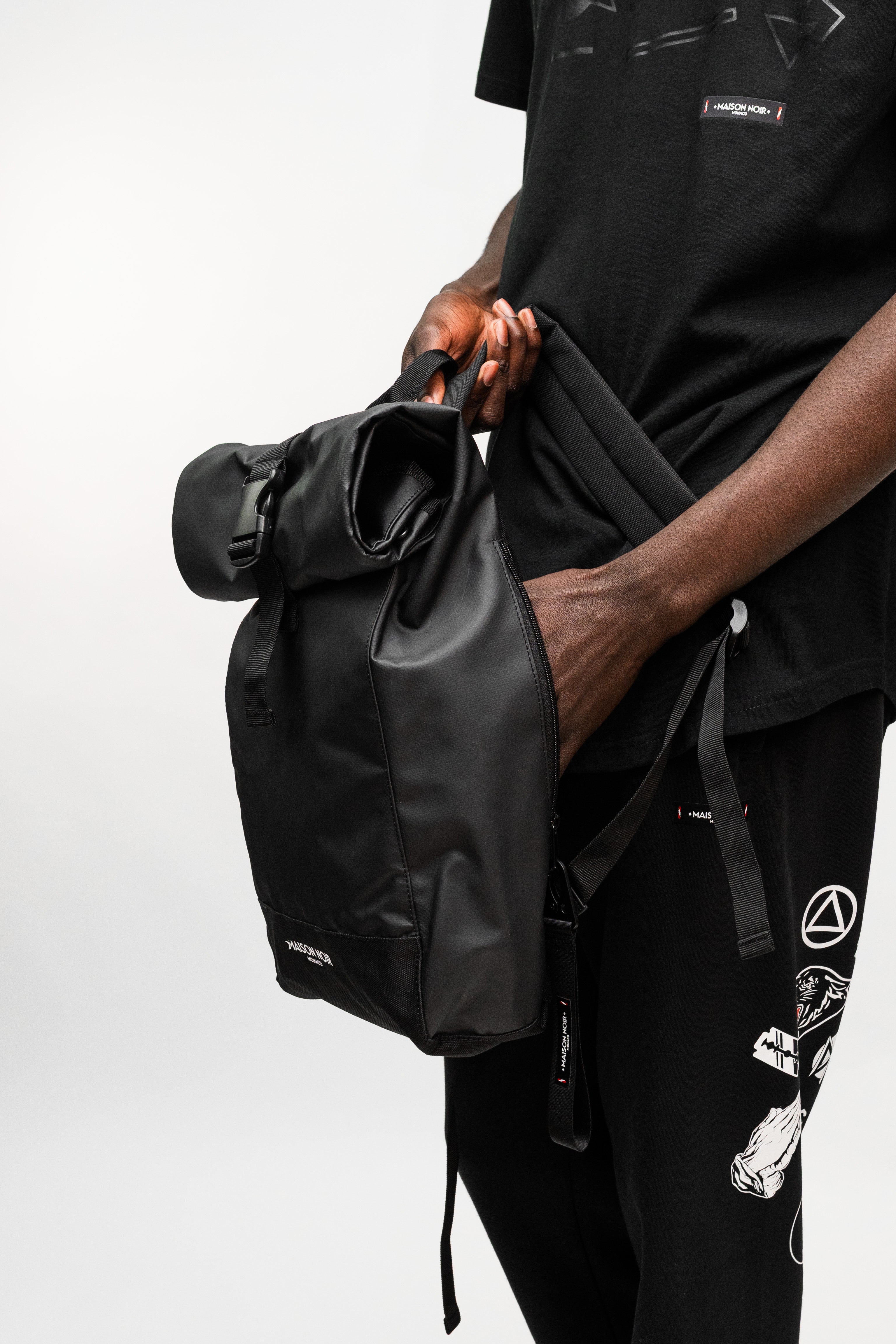 Maison NOIR Tarpaulin PVC Roll Top Backpack Black