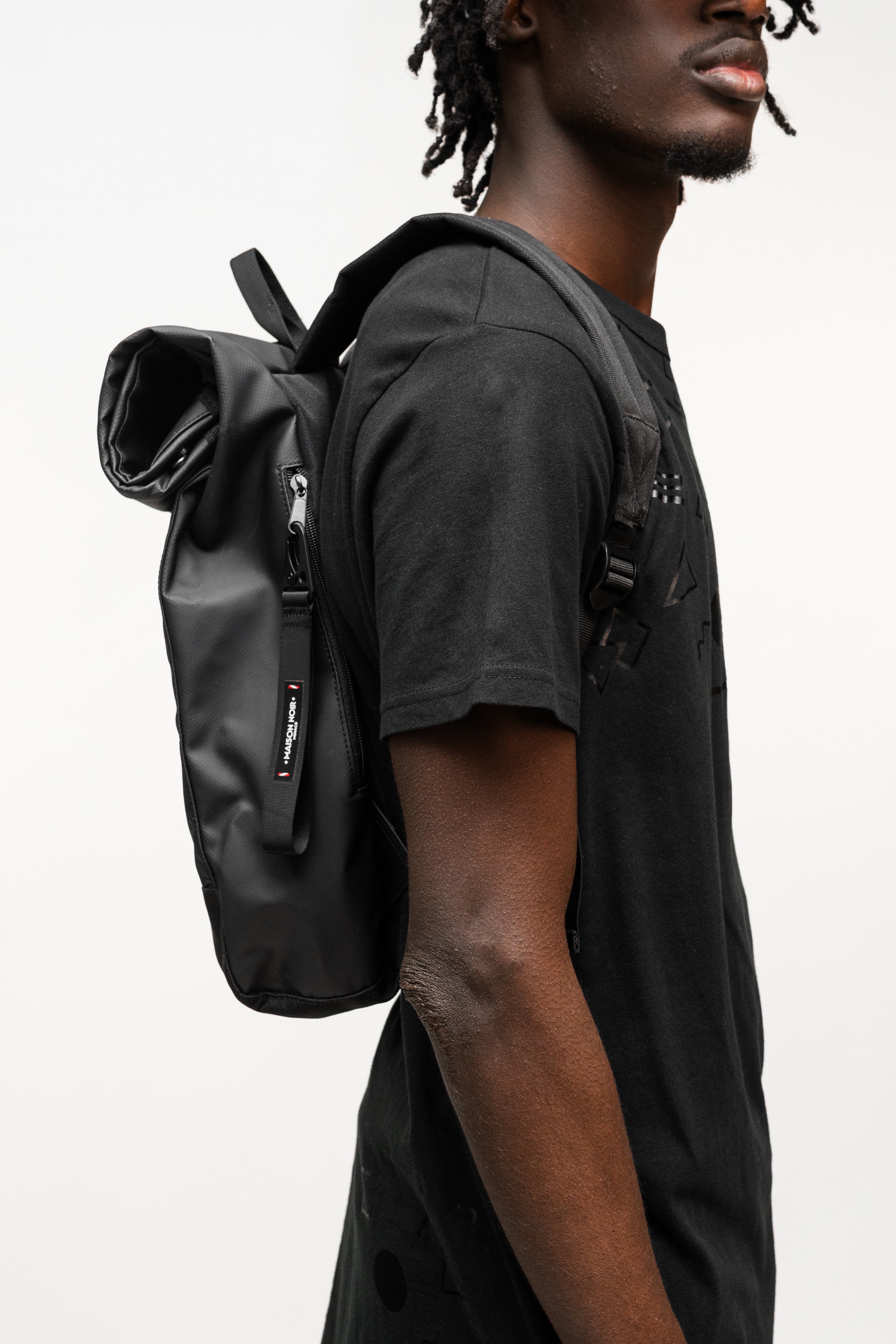 Maison NOIR Tarpaulin PVC Roll Top Backpack Black