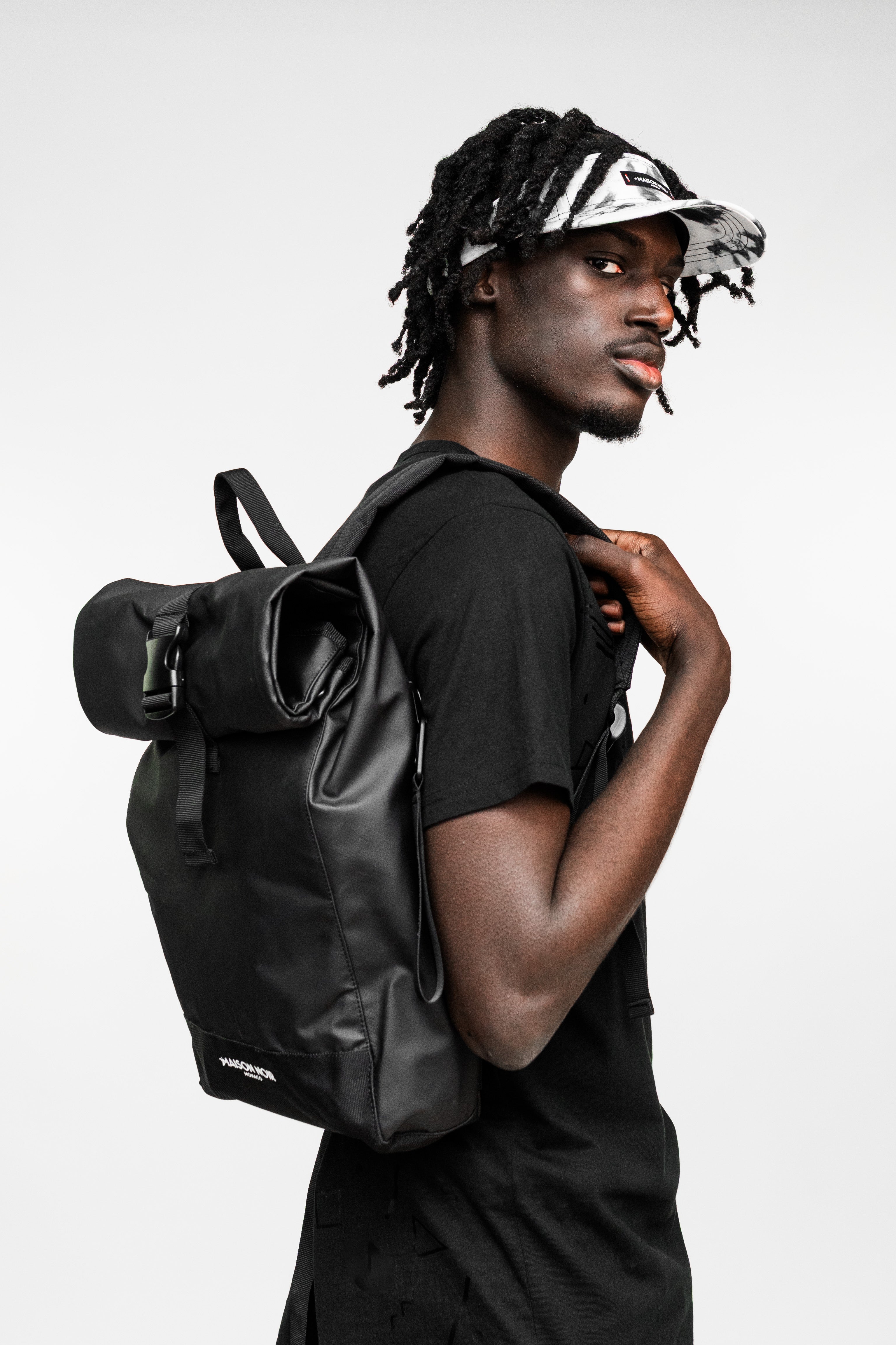 Maison NOIR Tarpaulin PVC Roll Top Backpack Black
