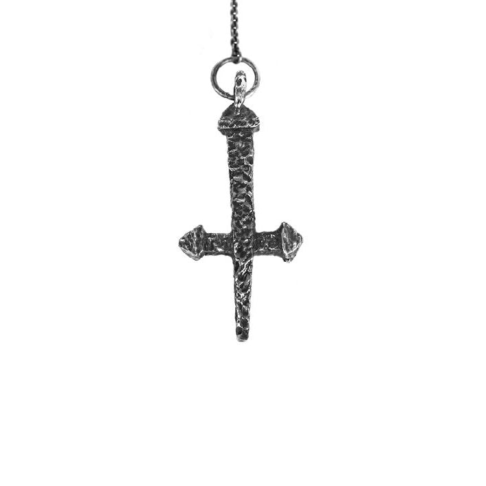 DRAUG Jewelry 925 Solid Silver Spike Cross Necklace