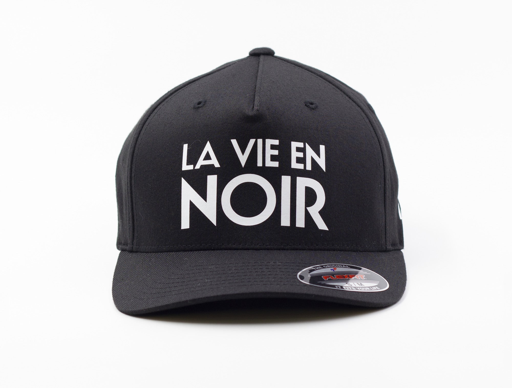'La Vie En Noir' White on Black Baseball Cap