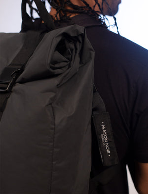 Classic Signature Reflective Roll Top Backpack Dark Grey