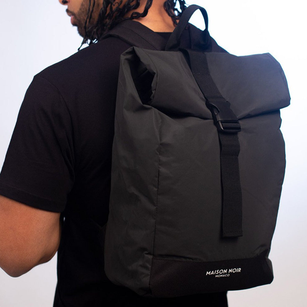 Classic Signature Reflective Roll Top Backpack Dark Grey